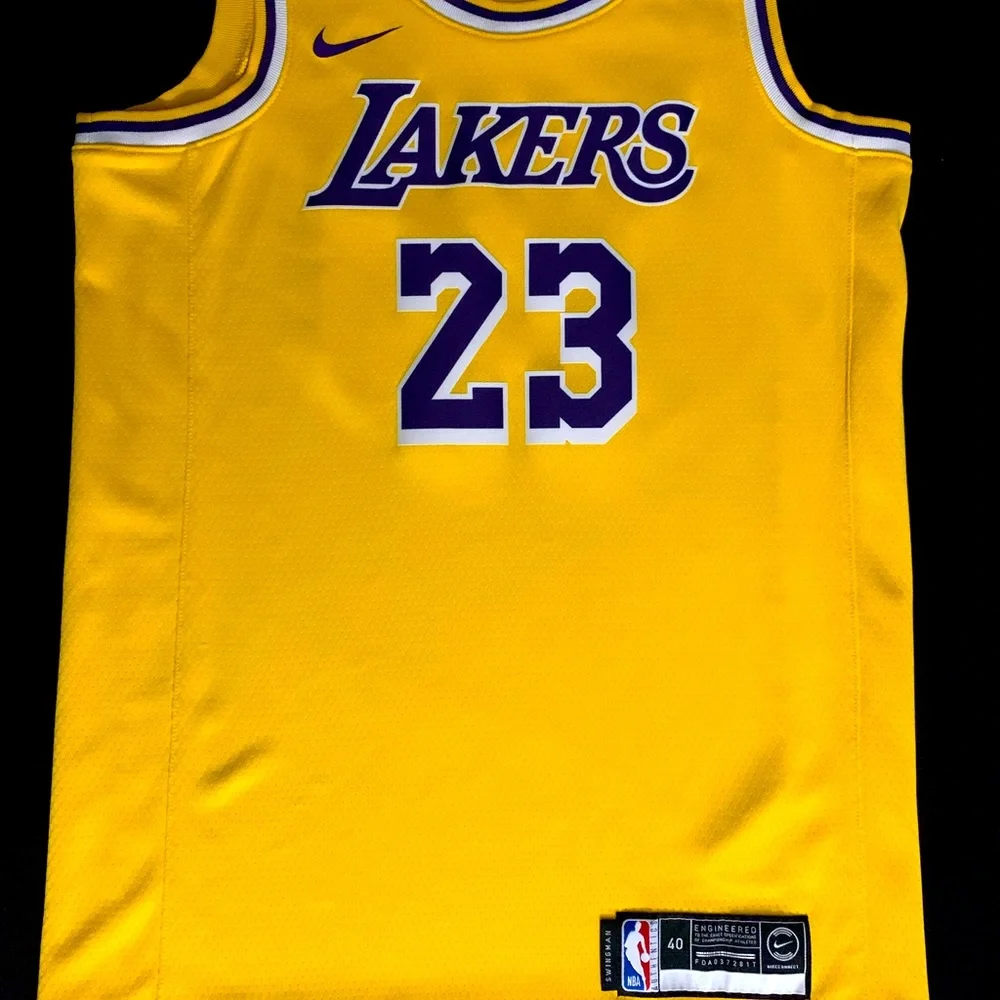 SOLD Nike LeBron James Los Angeles Lakers #23 Gold / Yellow Icon Swingman Jersey - Picture 3 of 7